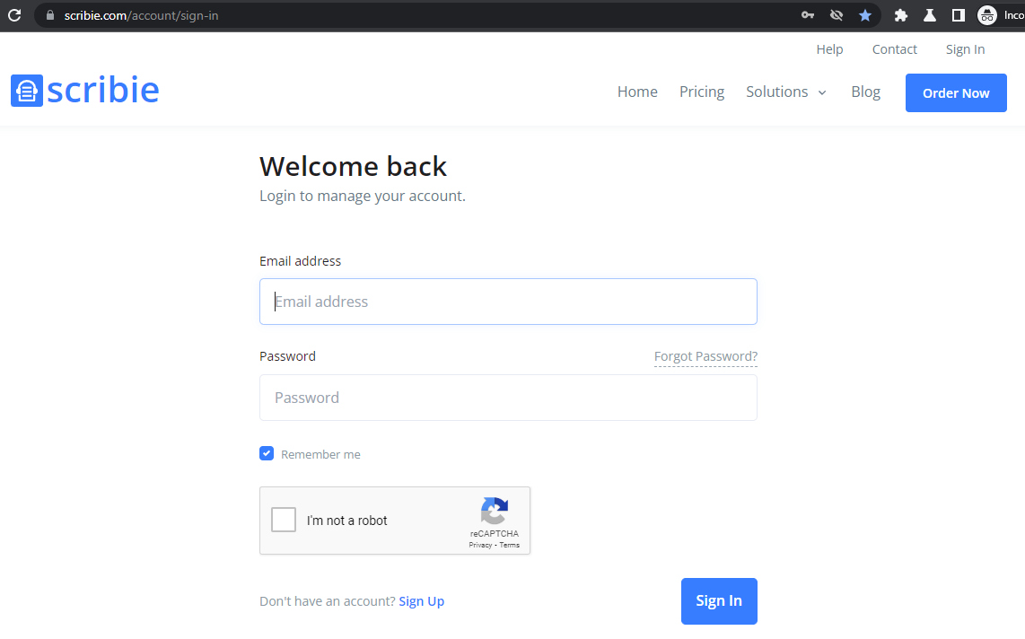 Sign In Page