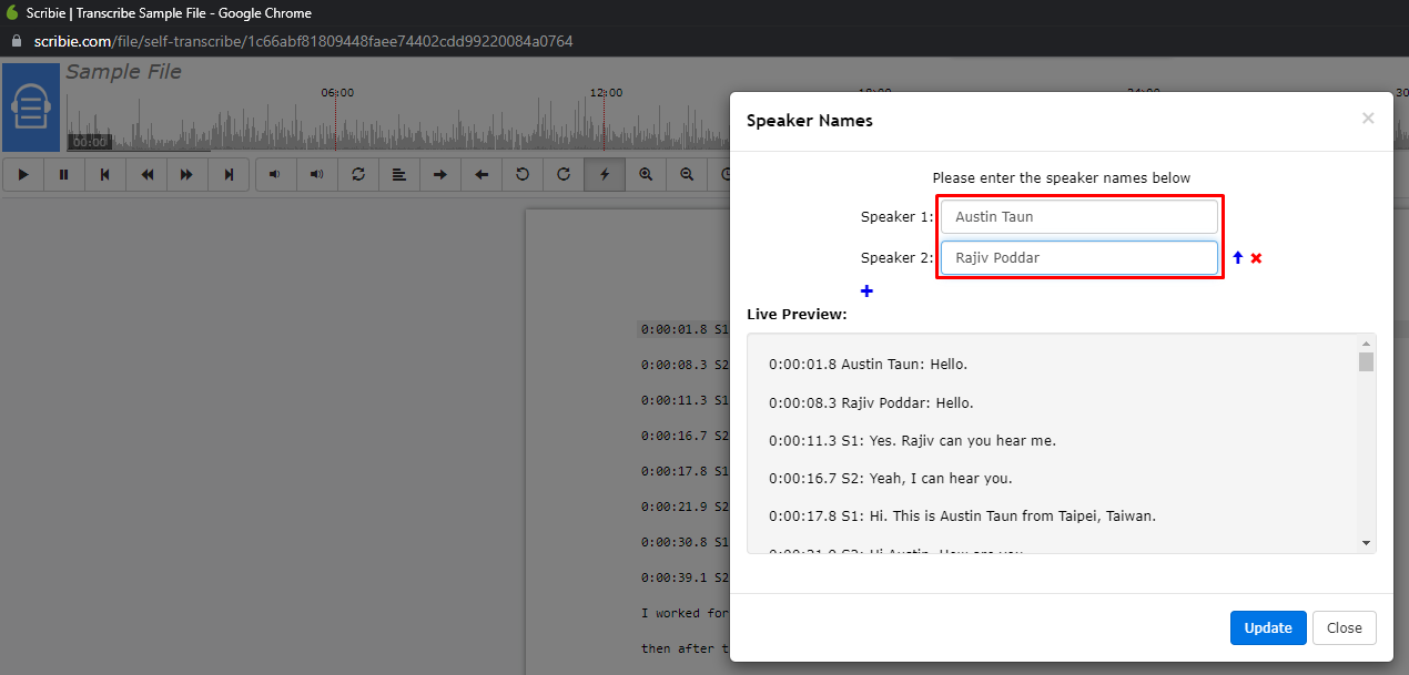 Speaker Names Box