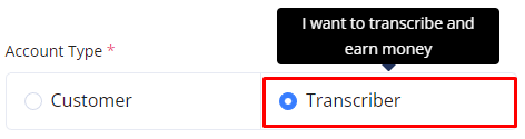 Transcriber Account Type