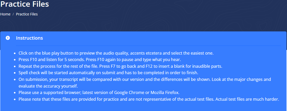 Practice Files Instructions