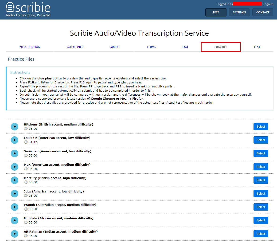 Practice Files Page Old UI