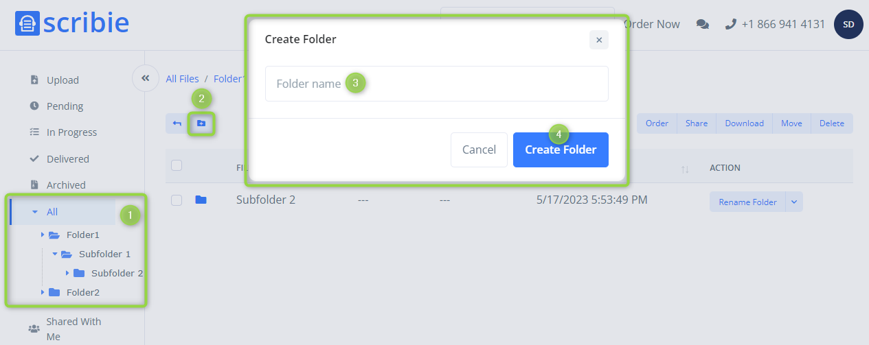 Steps in Creating Subfolders