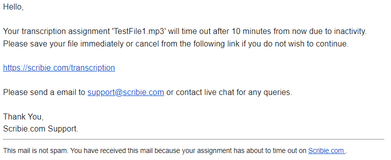 Test Timeout Email Notification