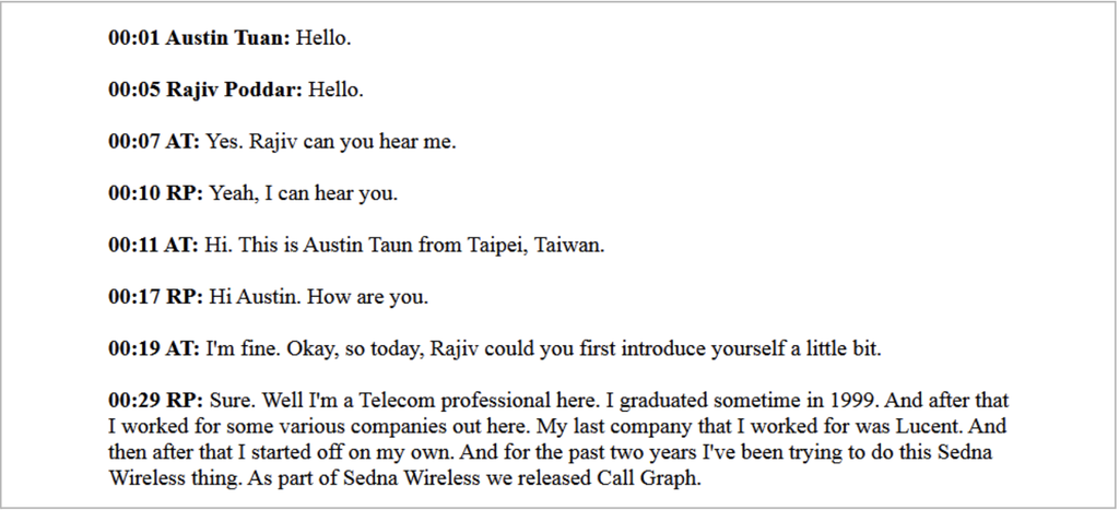 General transcript template